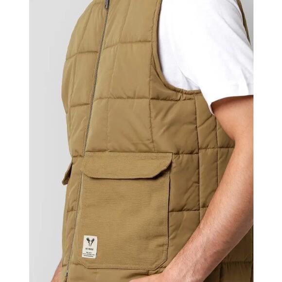 Fat Moose Aiden Vest Quilted Khaki Tan Size Medium - Picture 3 of 15
